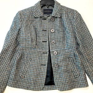 Banana Republic linen/wool houndstooth jacket size 4P
